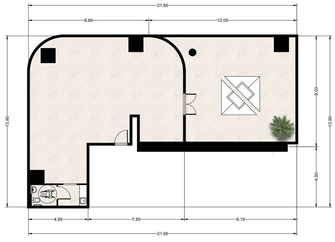  bedroom Office floor plan at Capital One JVC