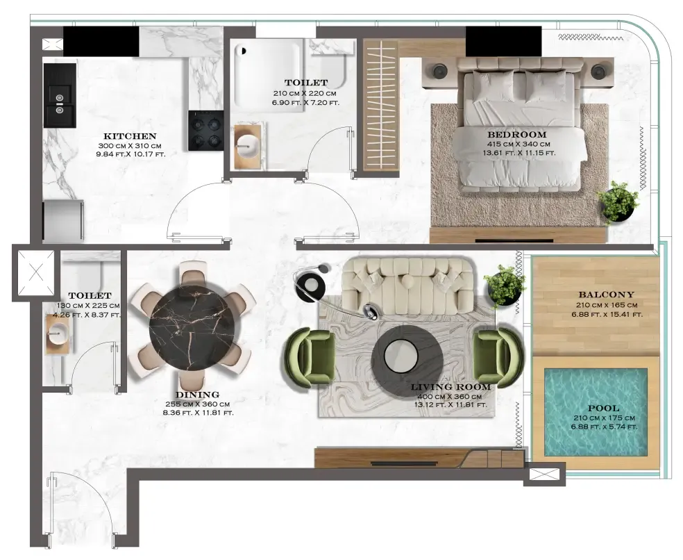 1 bedroom Apartments floor plan at Lazord by Lapis Phases 1 and 2