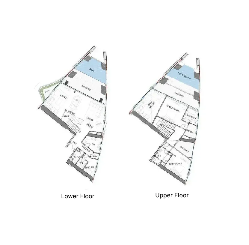 2.5 bedroom Duplex floor plan at Safa One de Grisogono