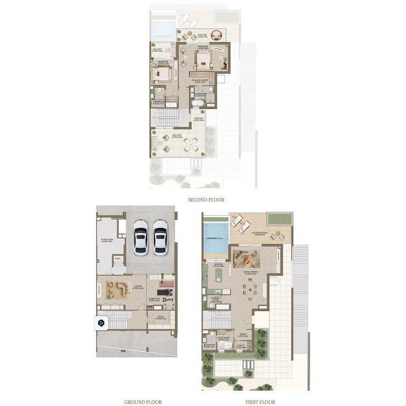 2 bedroom Villa floor plan at Nasim Al Bahr Residences