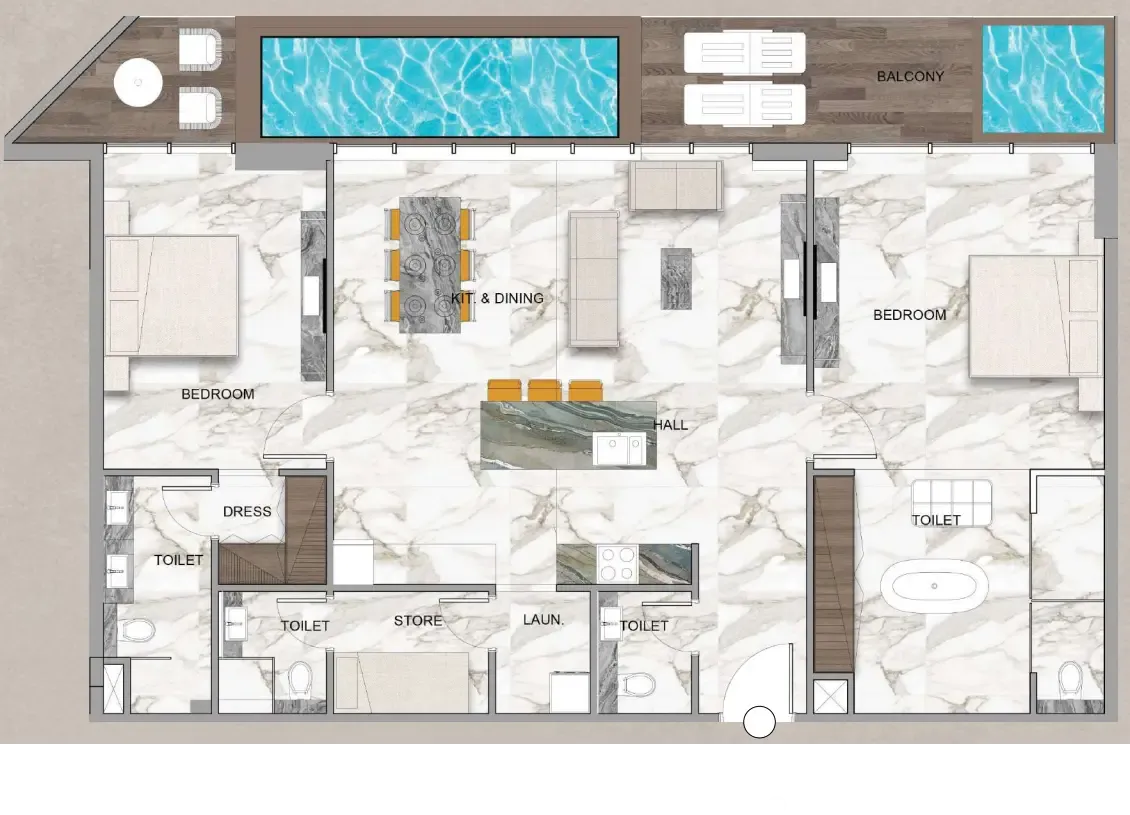 2 bedroom Apartments floor plan at Sky Vista
