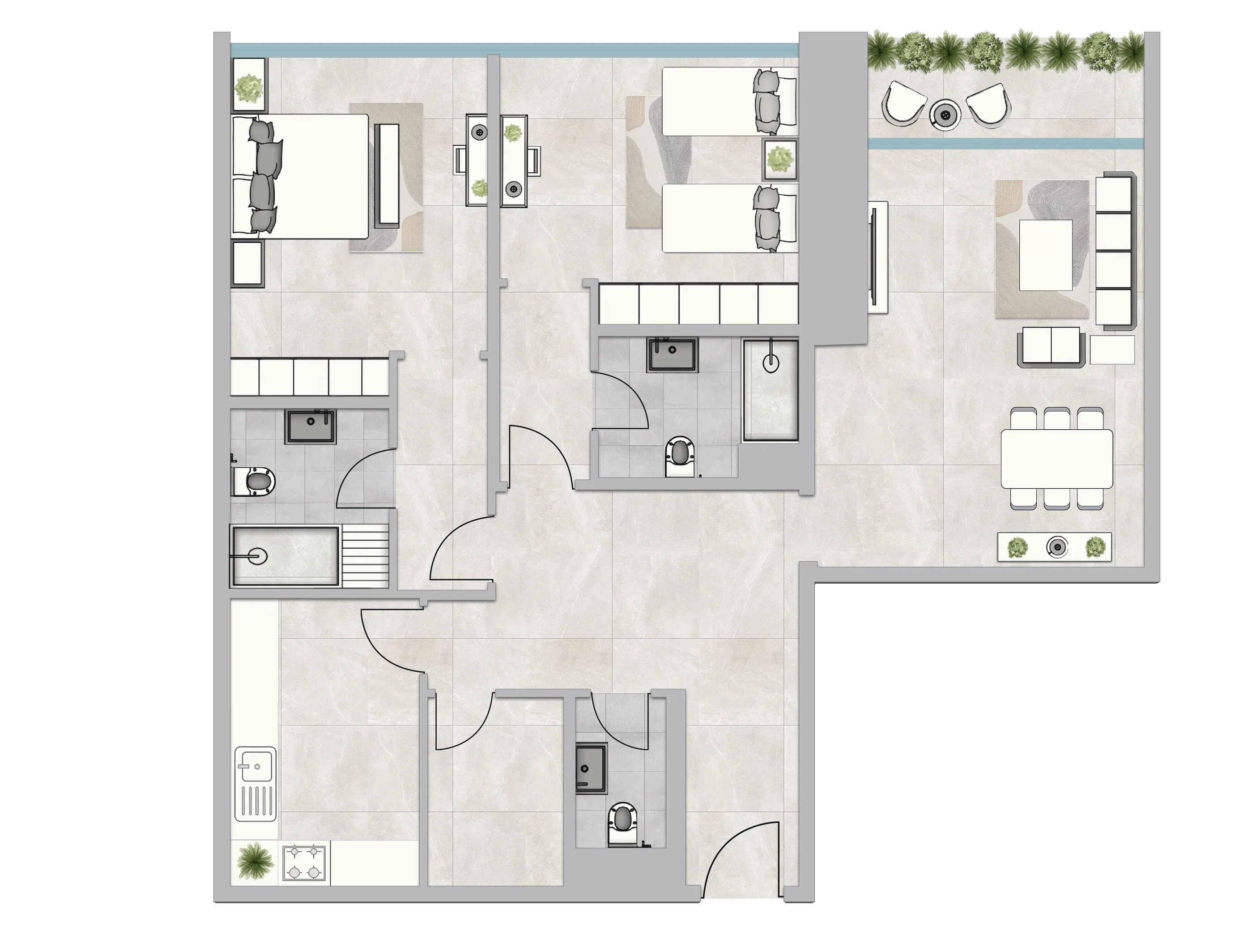 2 bedroom Apartments floor plan at Infinity Tower