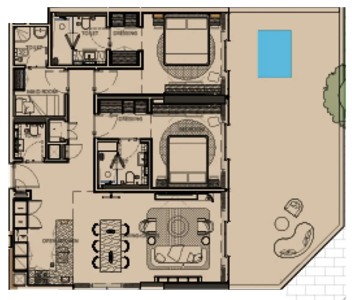 2 bedroom Apartments floor plan at Sunset Bay Grand