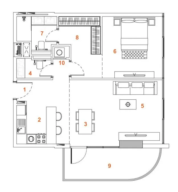 1 bedroom apartments floor plan at The Orchard Place Tower C