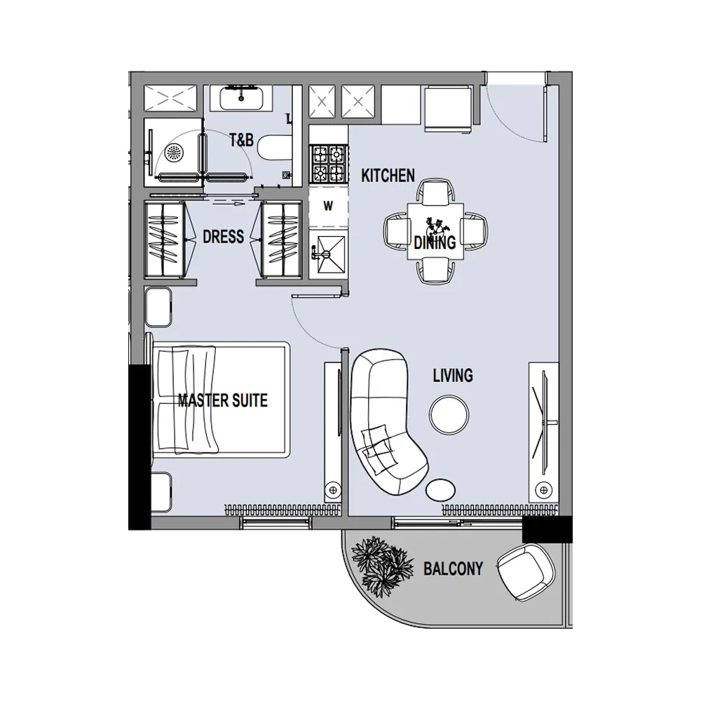 1 bedroom Apartments floor plan at Verso