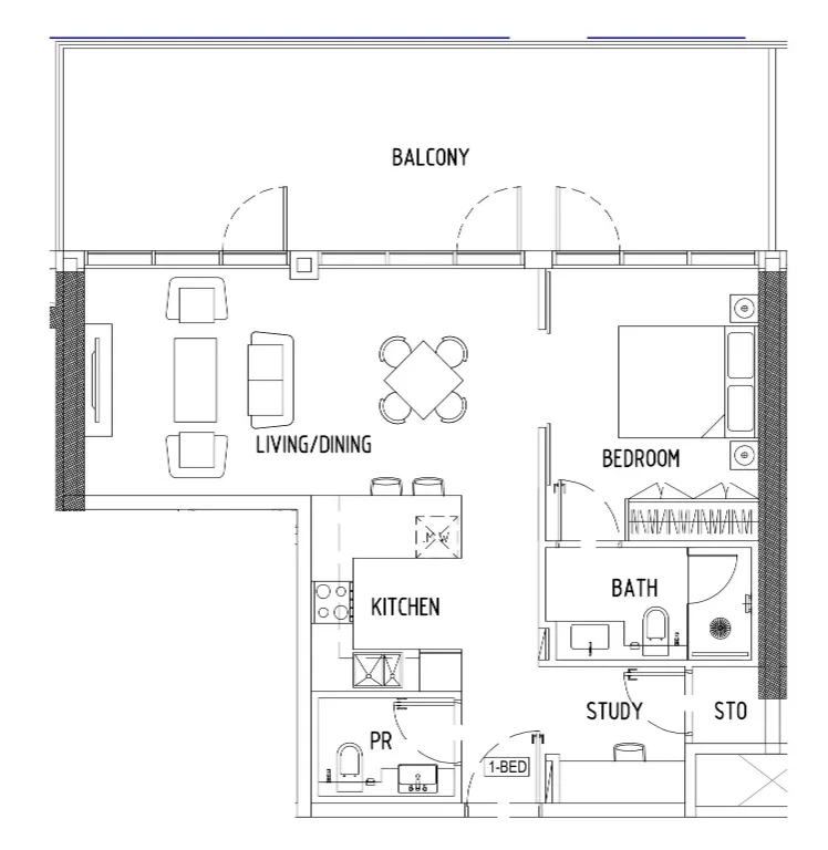 1 bedroom Apartments floor plan at Damac District