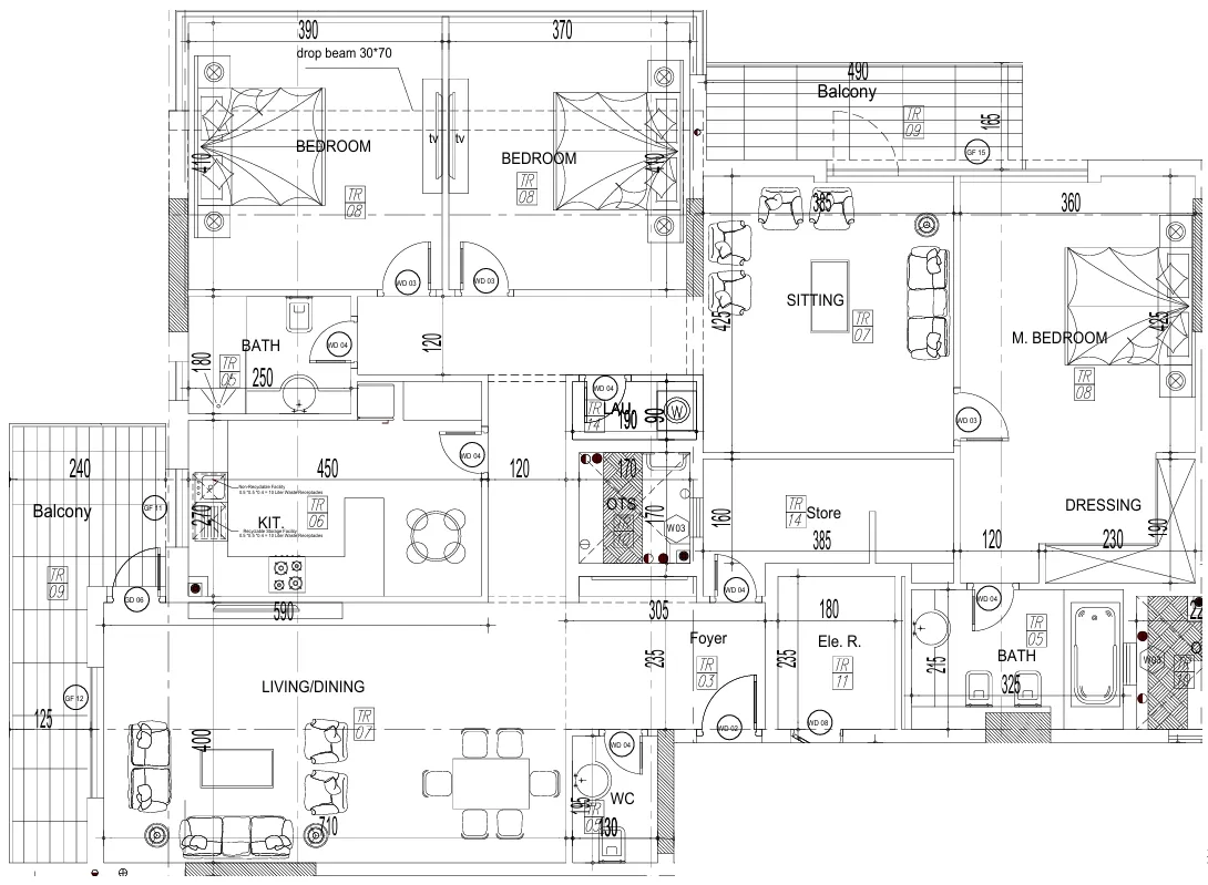 3 bedroom Apartments floor plan at Paradise View II