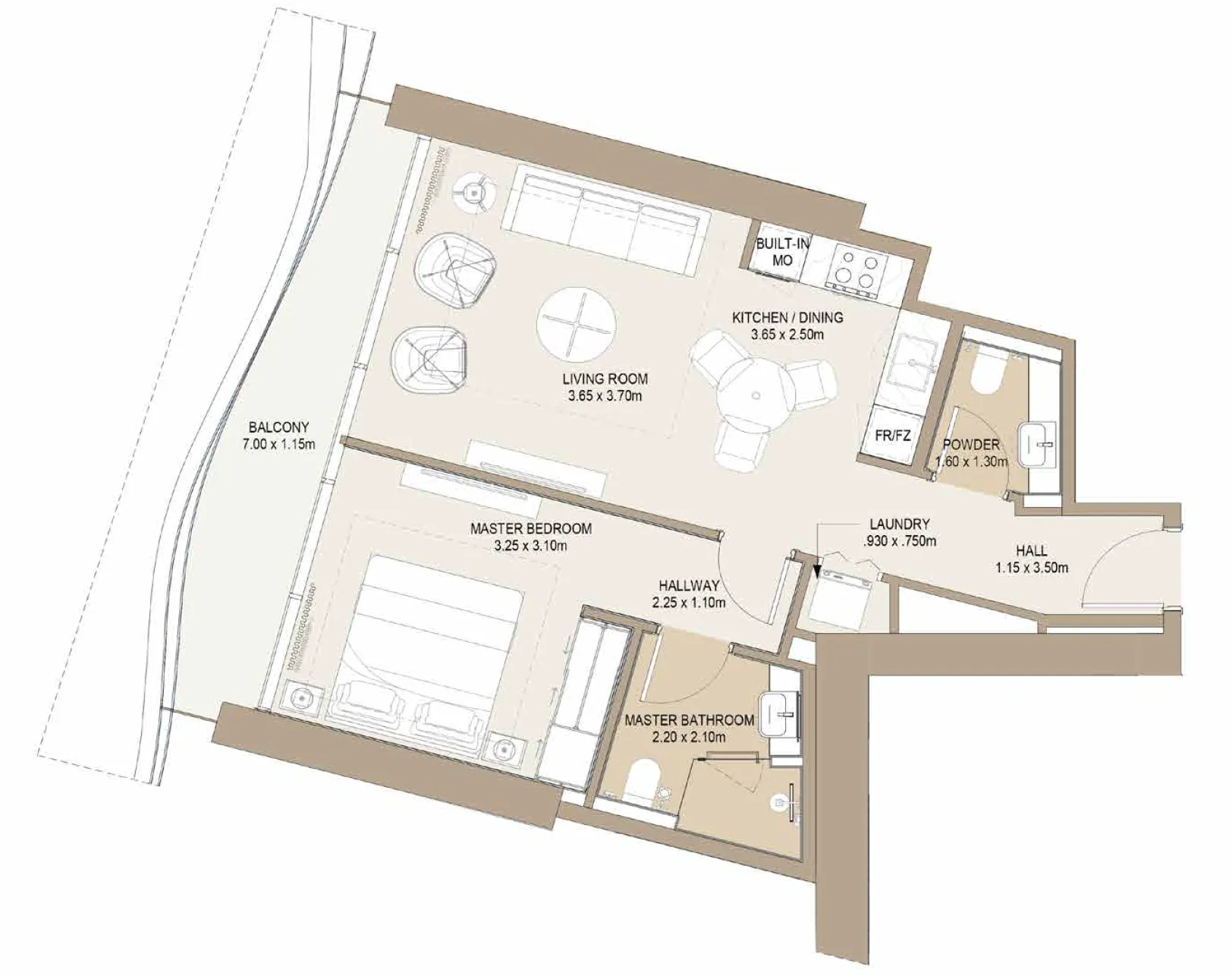1 bedroom Apartments floor plan at Laguna Residence