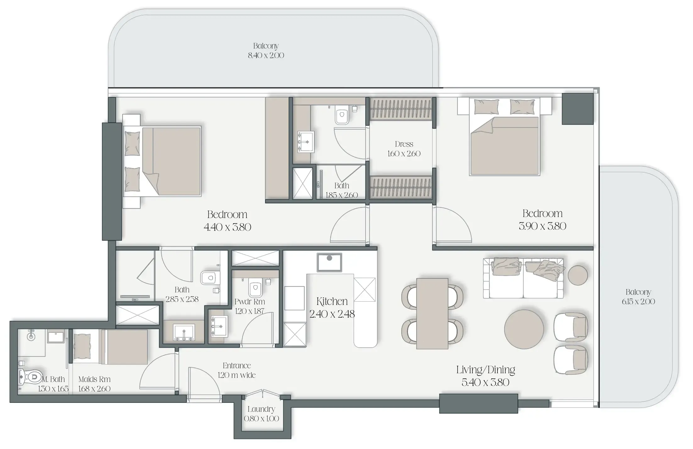 2 bedroom Apartments floor plan at The Caden by Prescott