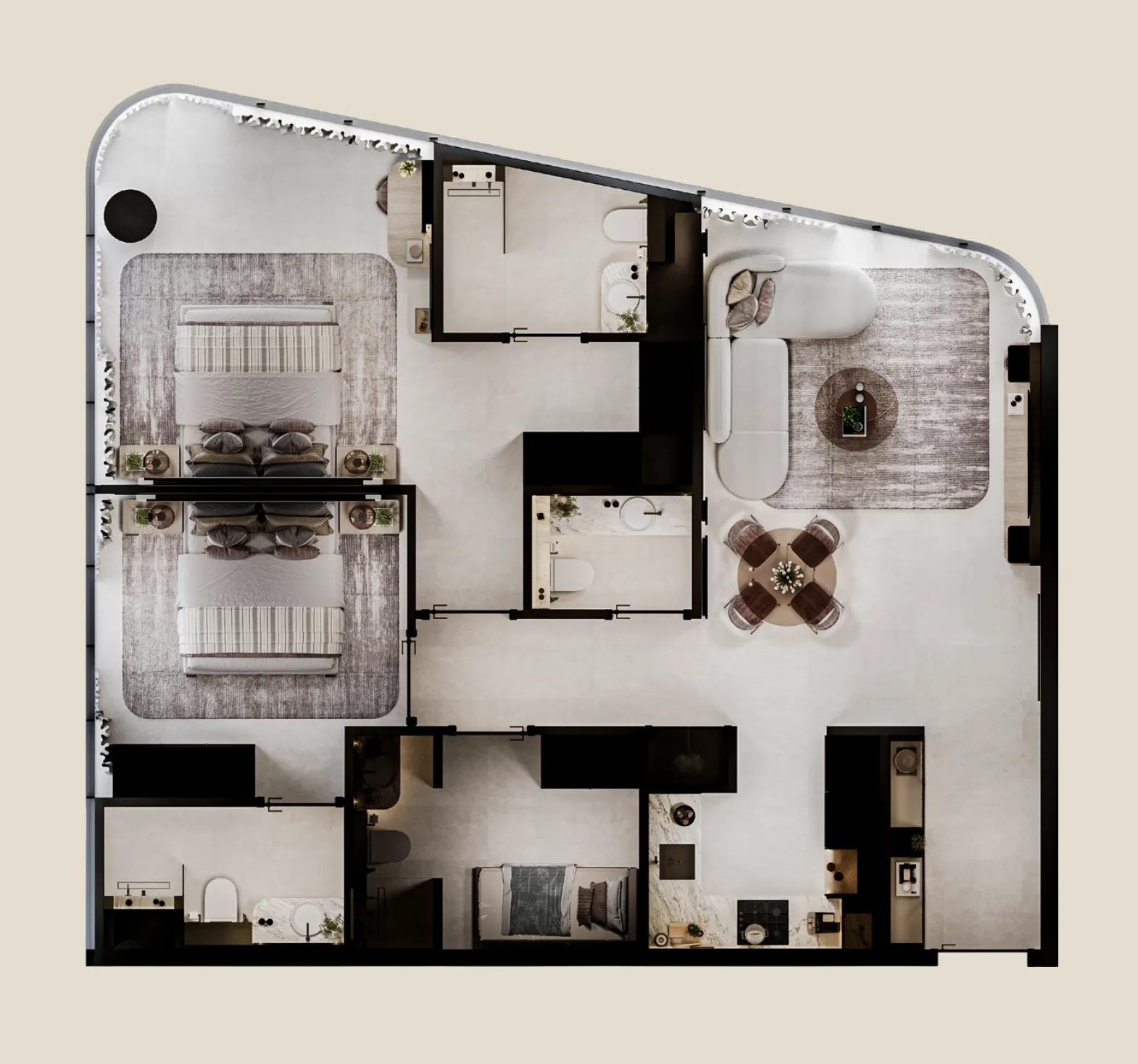 2 bedroom Apartments floor plan at Cybele by Wadan