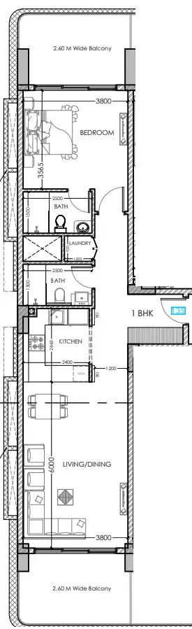 1 bedroom Apartments floor plan at Al Haseen Residences 5