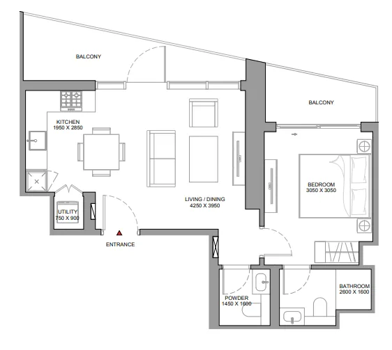 1 bedroom Apartments floor plan at The Eden at Sobha Central