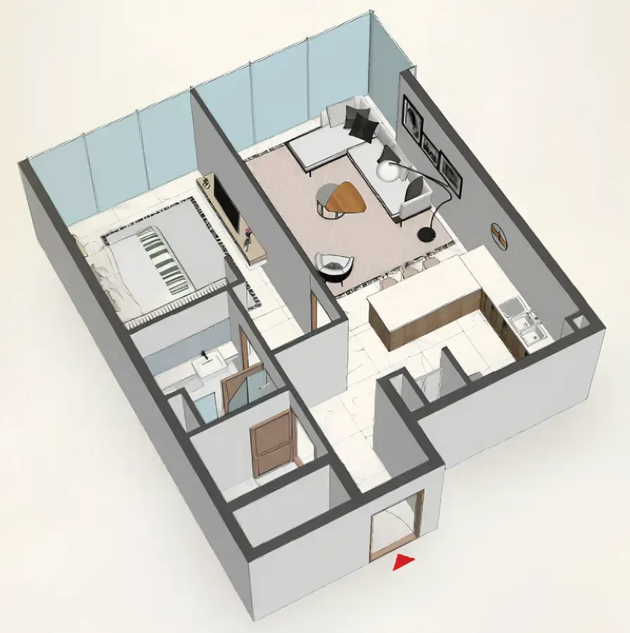 1 bedroom Apartments floor plan at Comfort by Roof