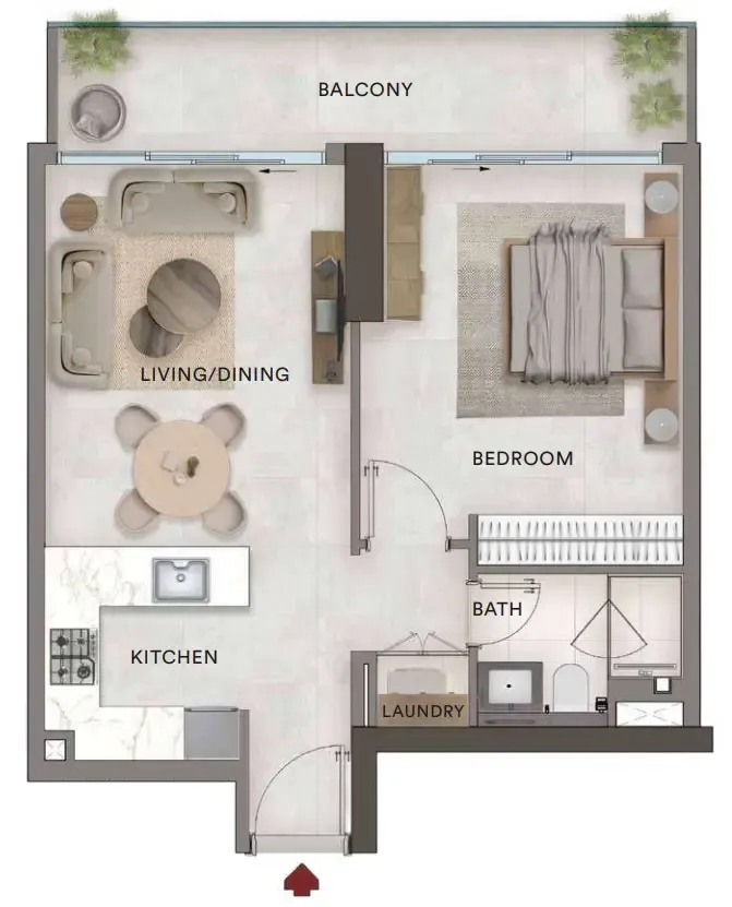 1 bedroom Apartments floor plan at Urban - Park Residences