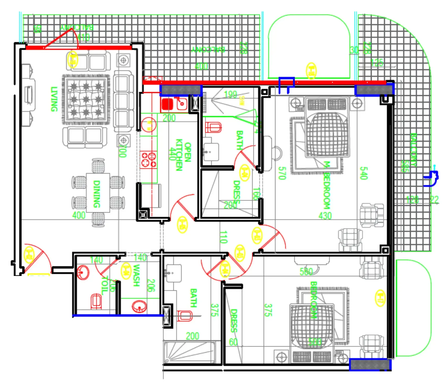 2 bedroom Apartments floor plan at Mackerel Tower