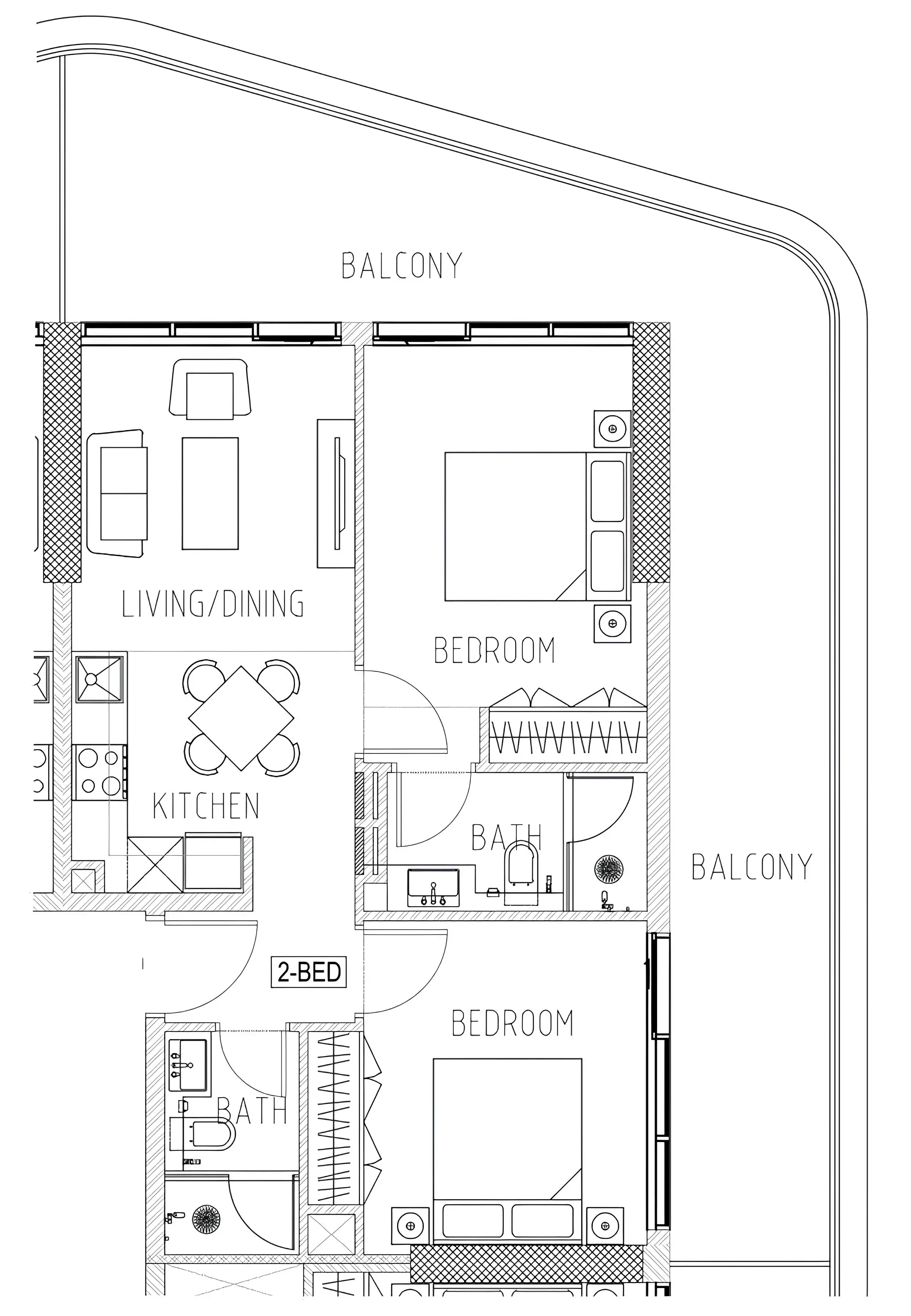 2 bedroom Apartments floor plan at Elo 2 and 3 Damac