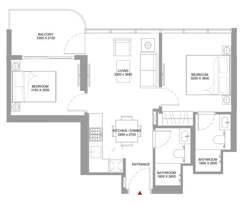 2 bedroom Apartments floor plan at Pierside Marina Residences
