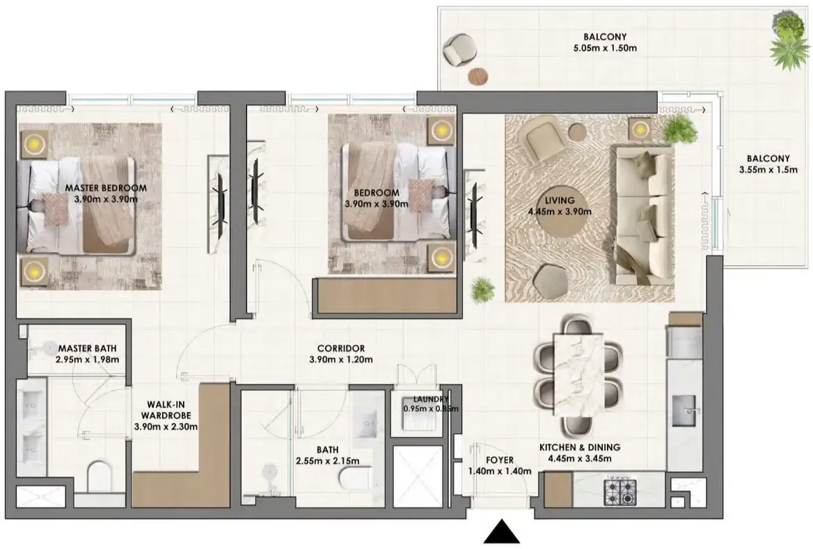 2 bedroom Apartments floor plan at Parkwood Emaar