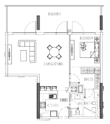 1 bedroom Apartments floor plan at Damac Riverside Views