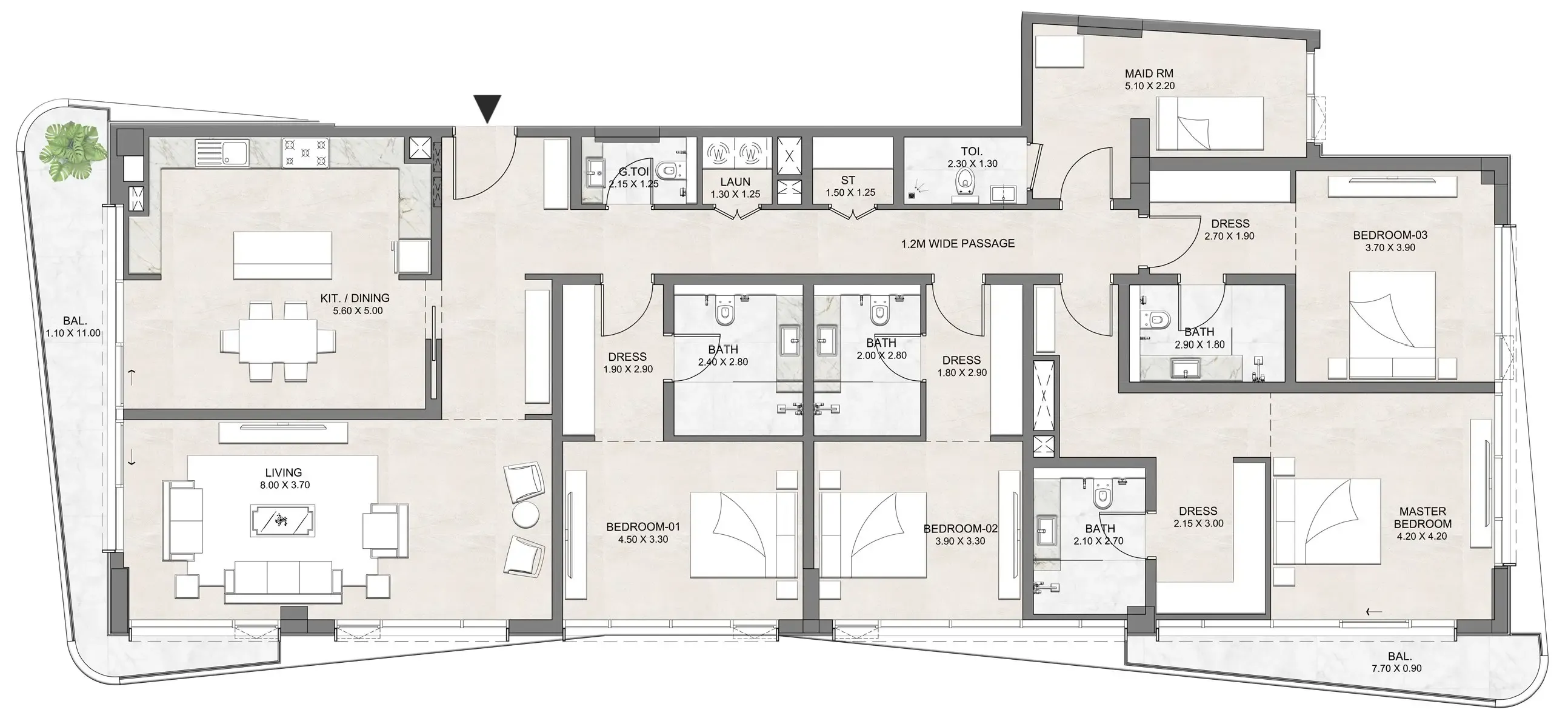 4 bedroom Apartments floor plan at Luzora Residence