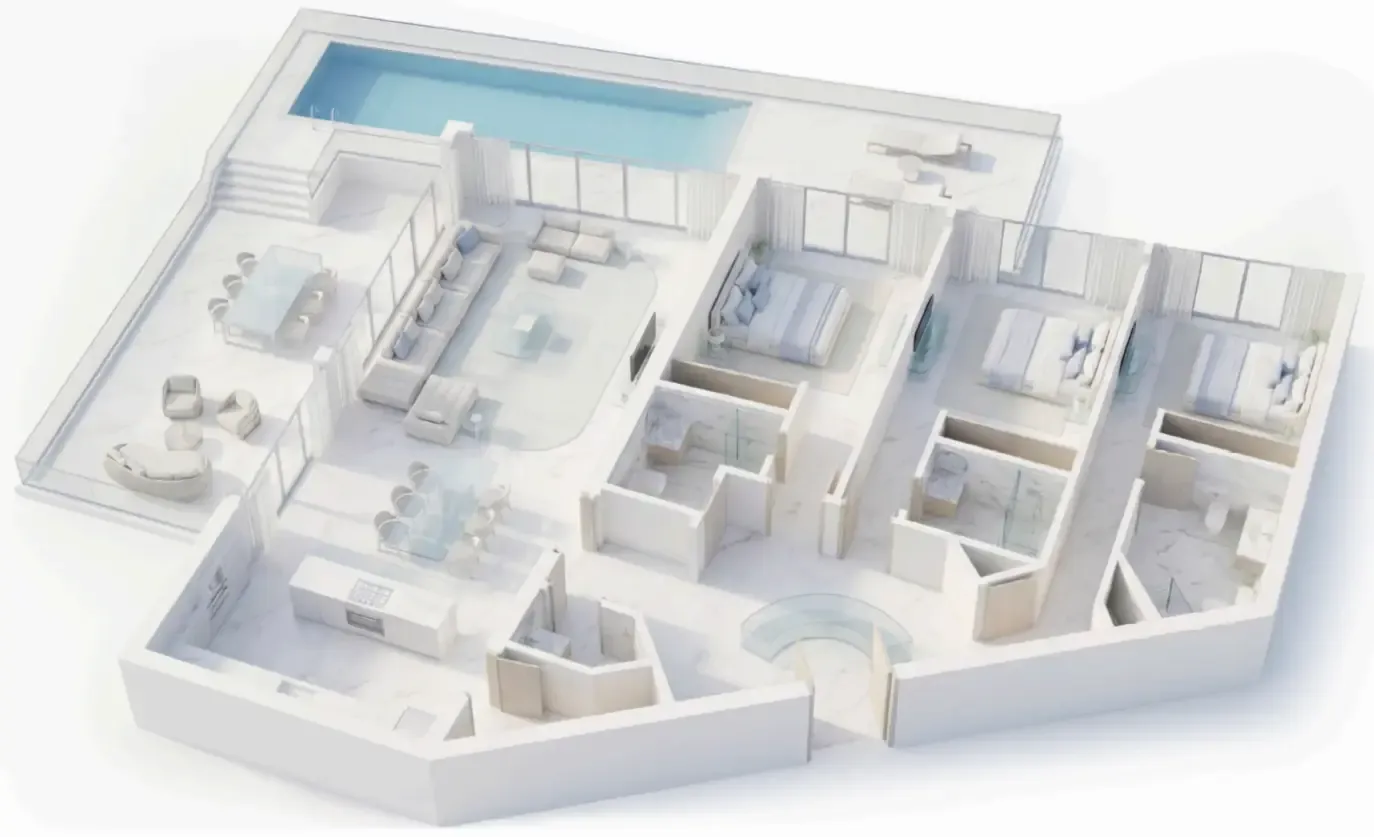 3 bedroom Penthouse floor plan at Ice Beach