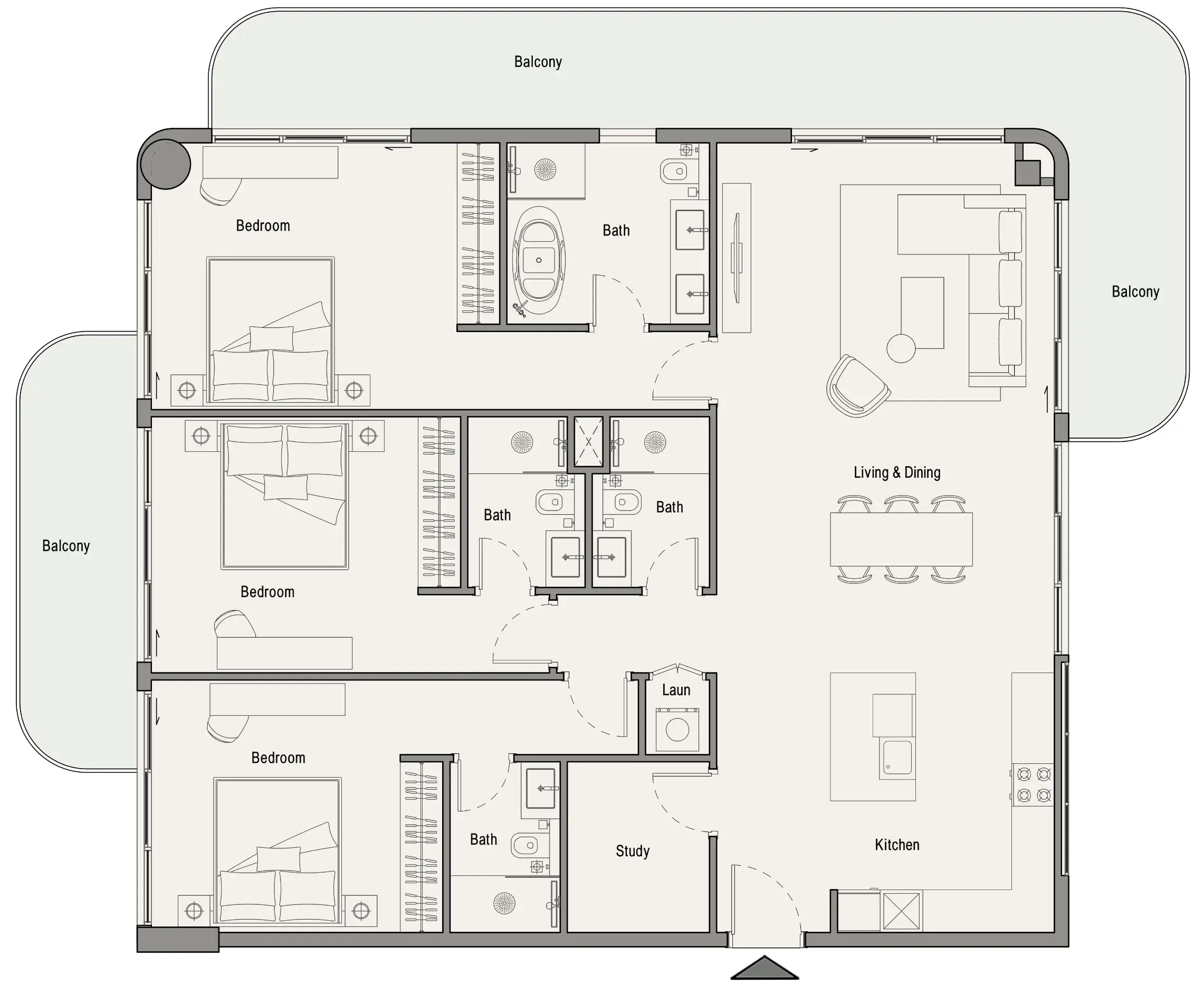 3 bedroom Apartments floor plan at 113 Residences by Iman