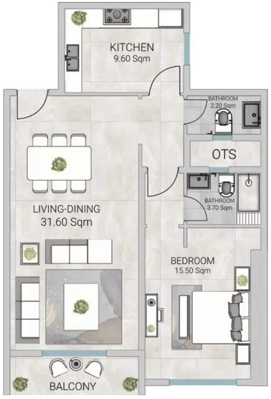1 bedroom Apartments floor plan at Al Ameera Village 5