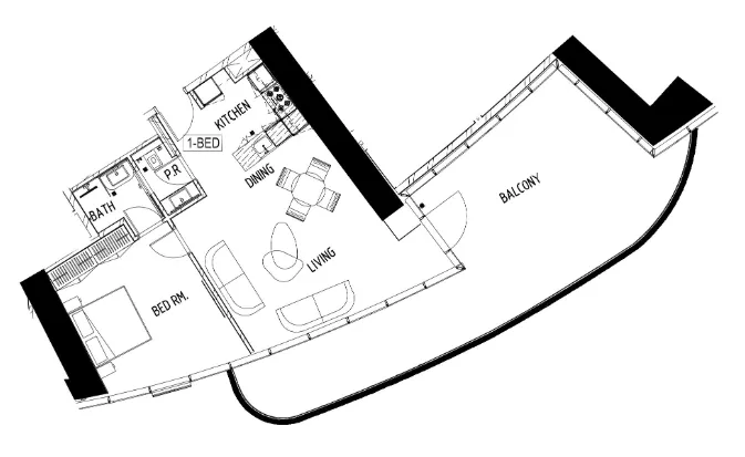 1 bedroom Apartments floor plan at Damac Bay