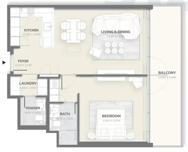 1 bedroom Apartments floor plan at Tonino Lamborghini Residences