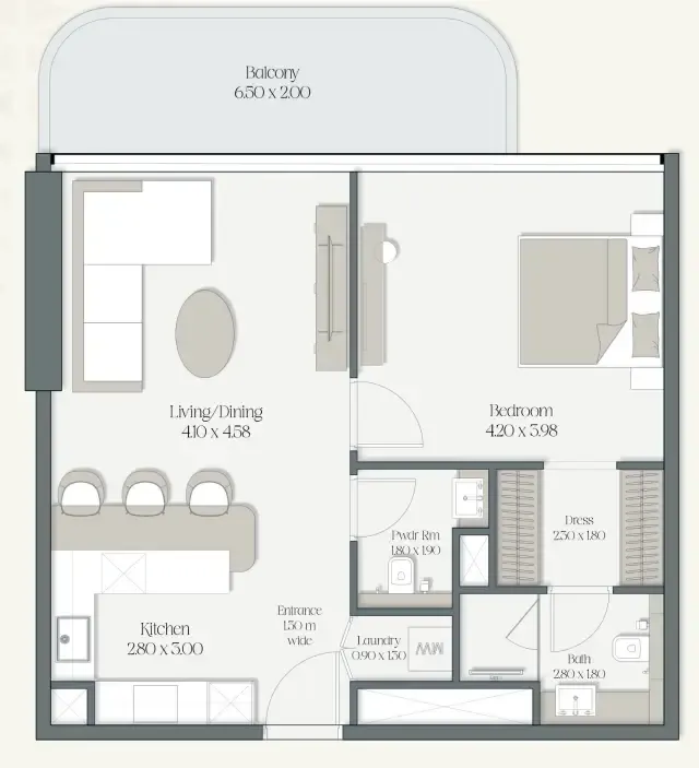 1 bedroom Apartments floor plan at The Caden by Prescott