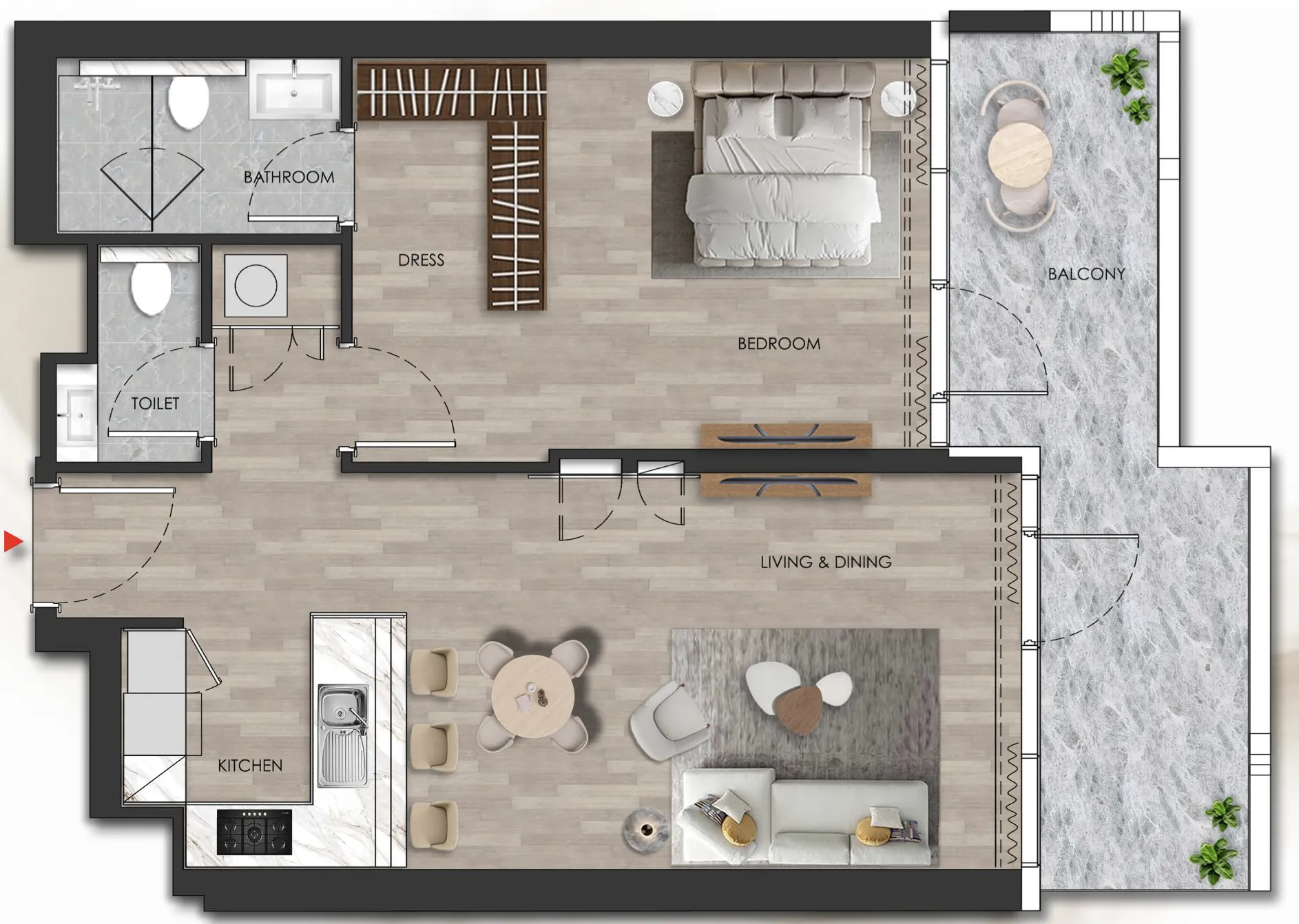 1 bedroom Apartments floor plan at Island Heights