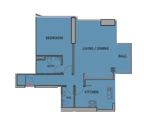 1 bedroom Apartments floor plan at Renad Tower