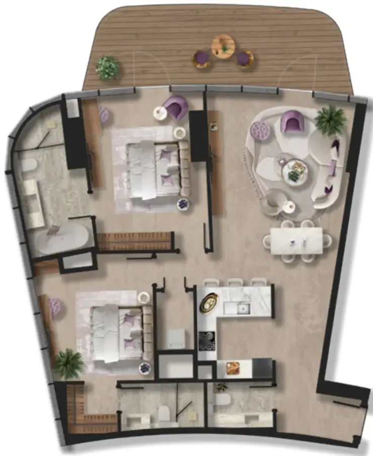 2 bedroom Apartments floor plan at Taj Wellington Mews