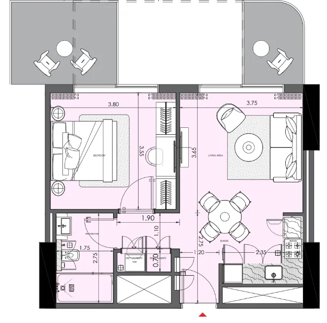 1 bedroom Apartments floor plan at Azizi Wasel