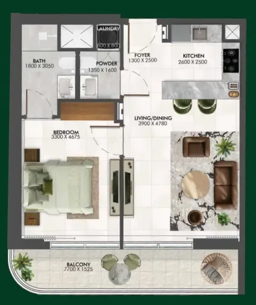 1 bedroom Apartments floor plan at Enchante