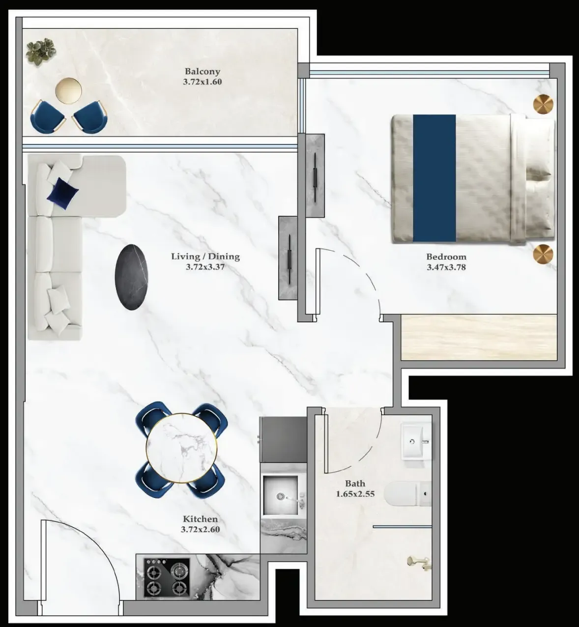 1 bedroom Apartments floor plan at Aspirz
