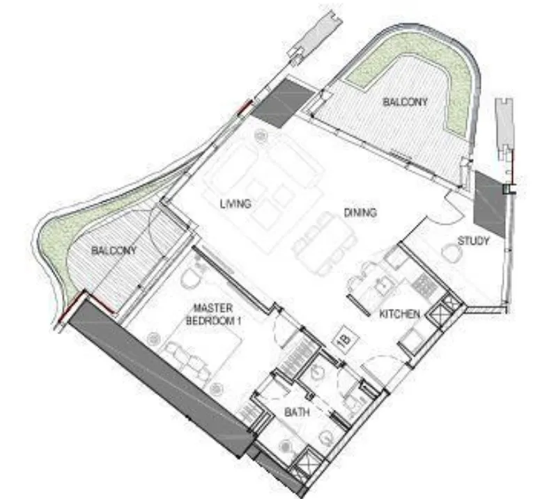 1 bedroom Apartments floor plan at Safa One de Grisogono