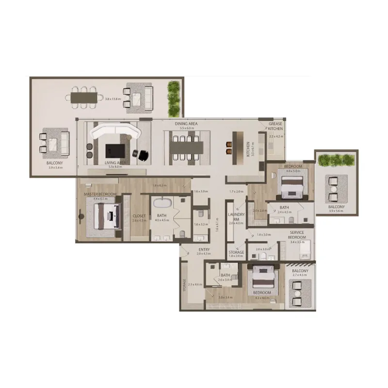 3 bedroom Apartments floor plan at Omoria Private Residences