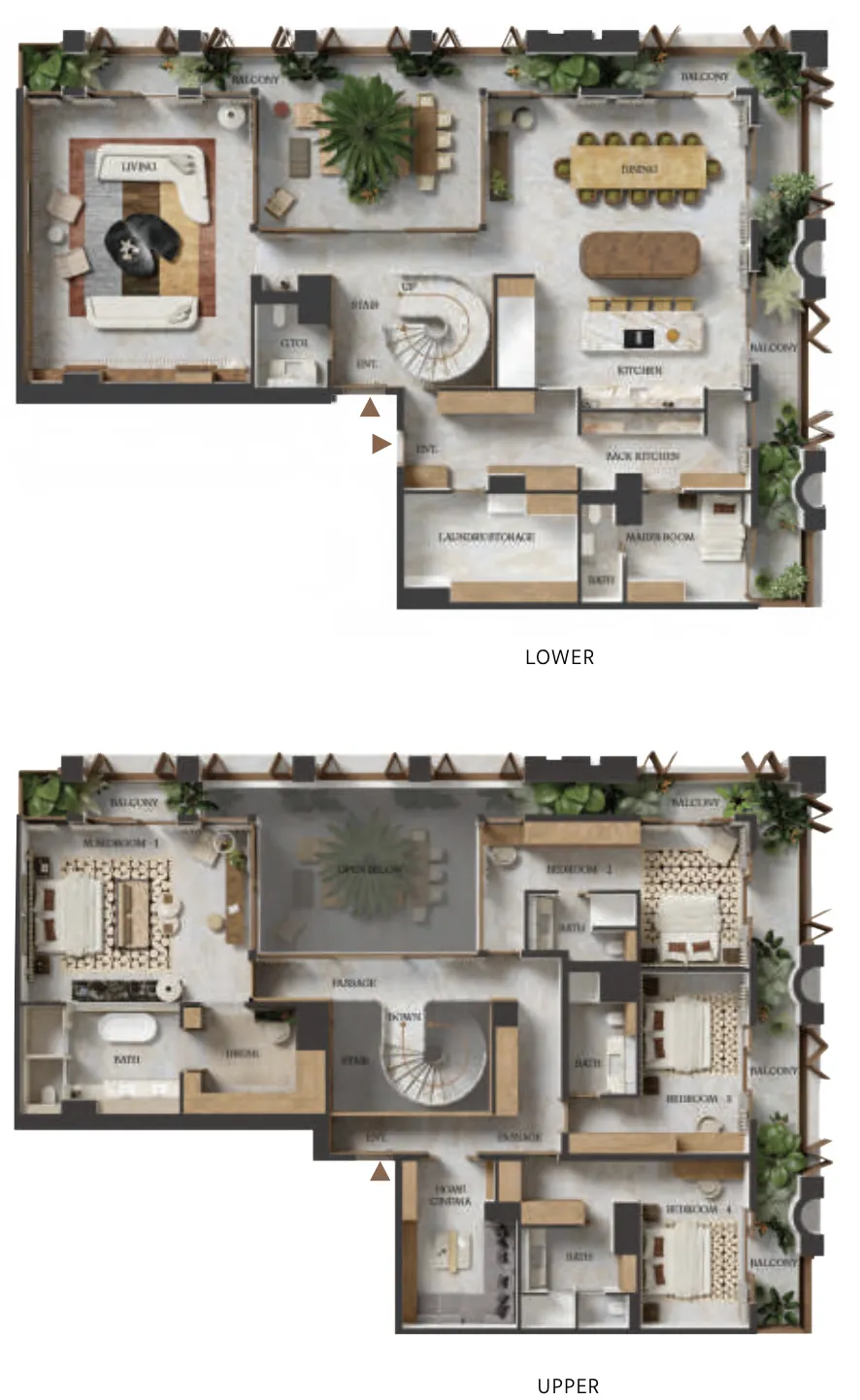 4 bedroom Duplex floor plan at Elire Managed by LUX