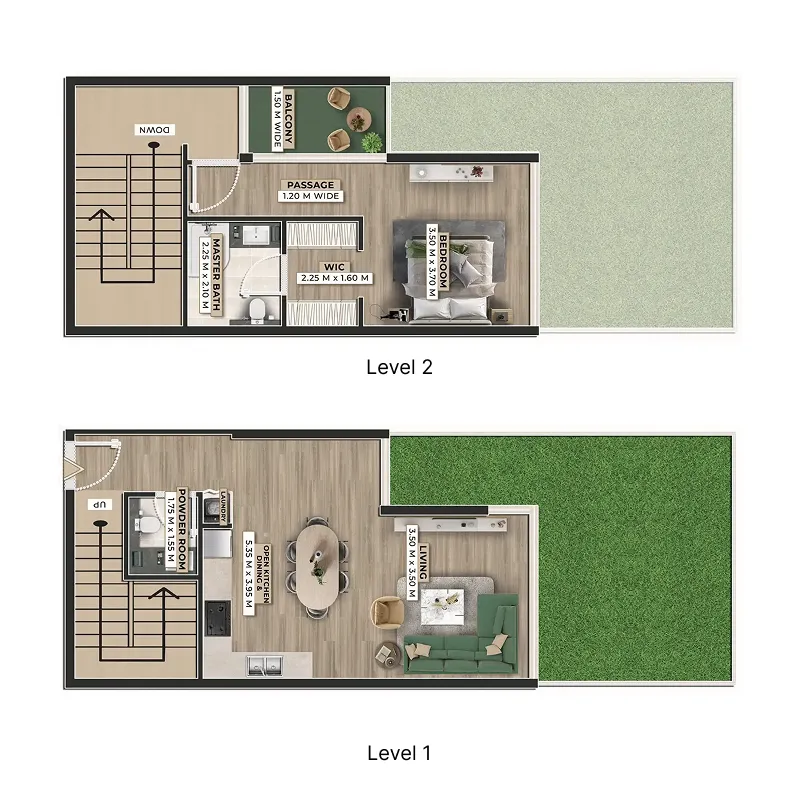 1 bedroom Townhouse floor plan at Firoza