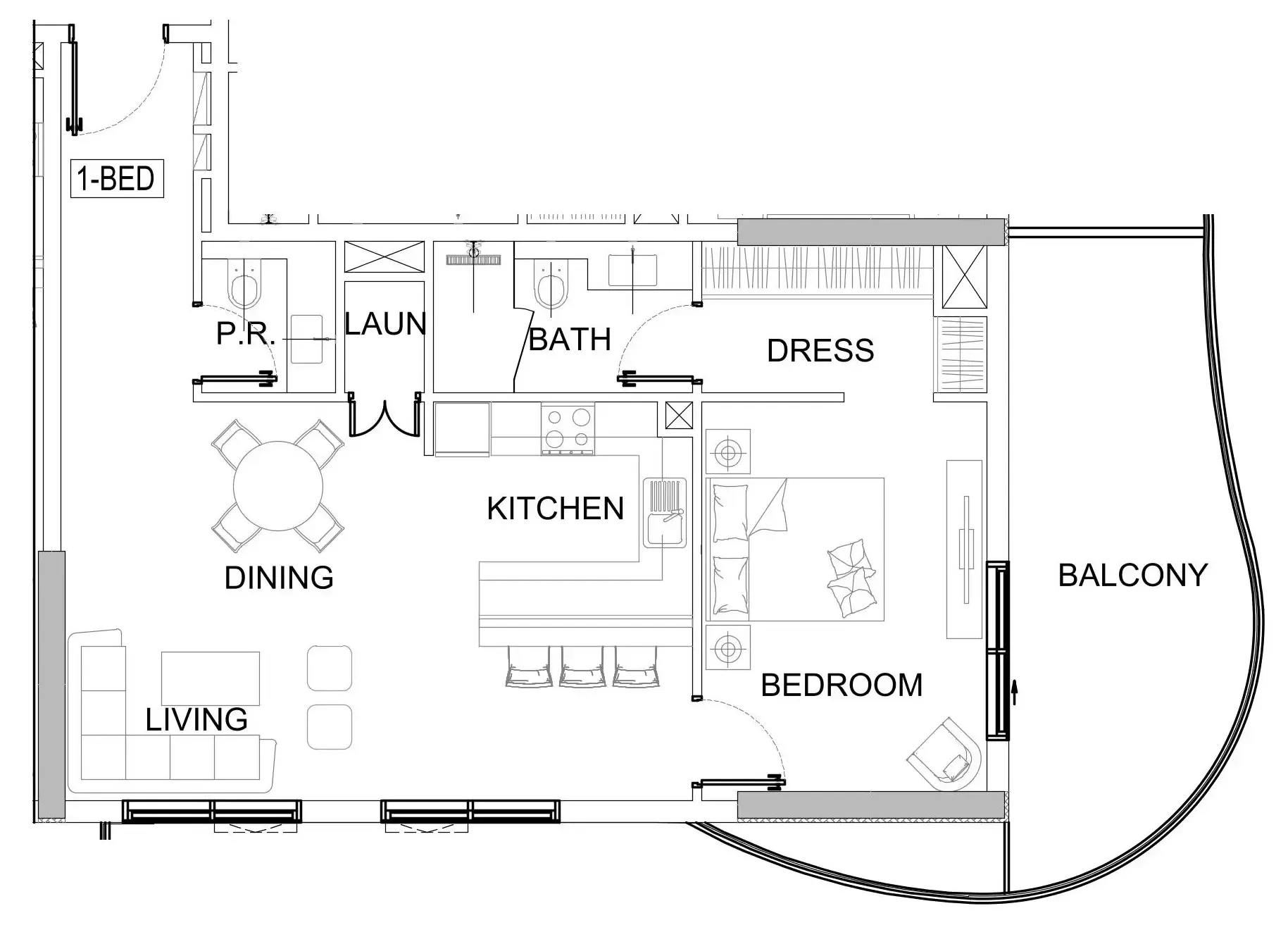 1 bedroom Apartments floor plan at Valencia