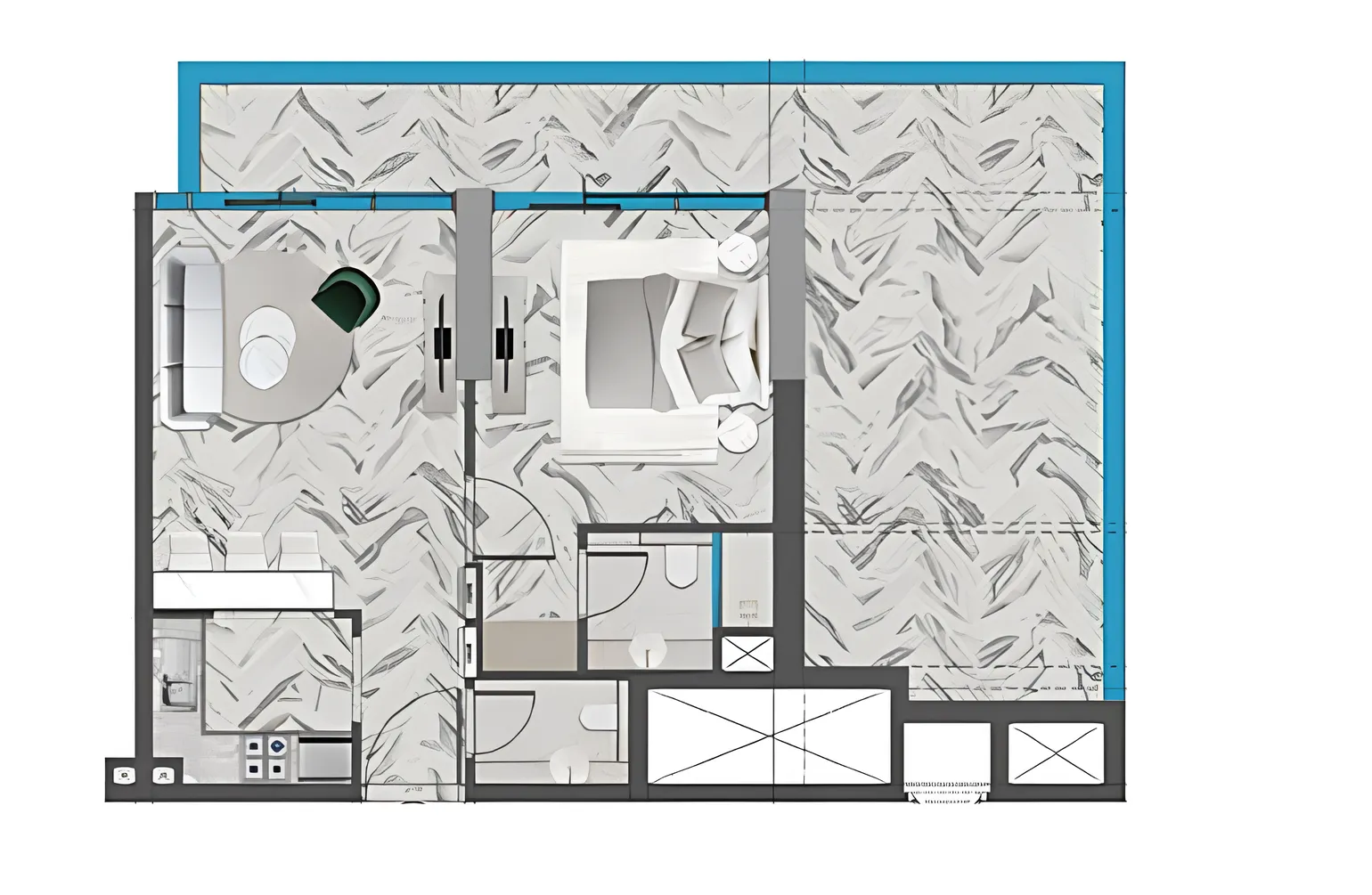 1 bedroom Apartments floor plan at Red Square