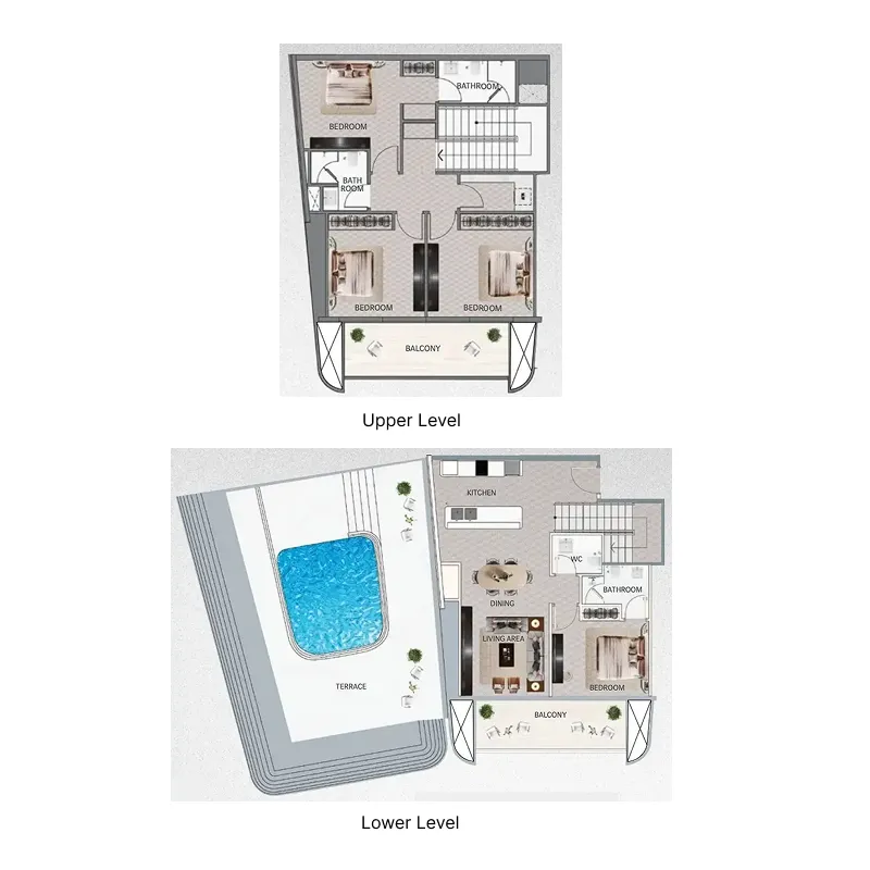 4 bedroom Duplex floor plan at Vision Iconic