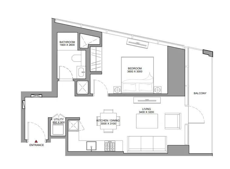 1 bedroom Apartments floor plan at The Serene at Sobha Central