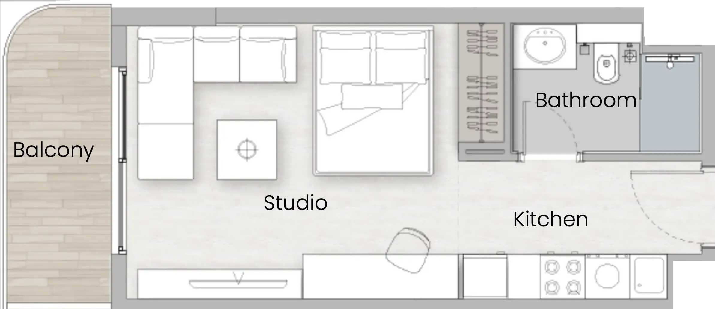 0 bedroom Apartments floor plan at One Beverly