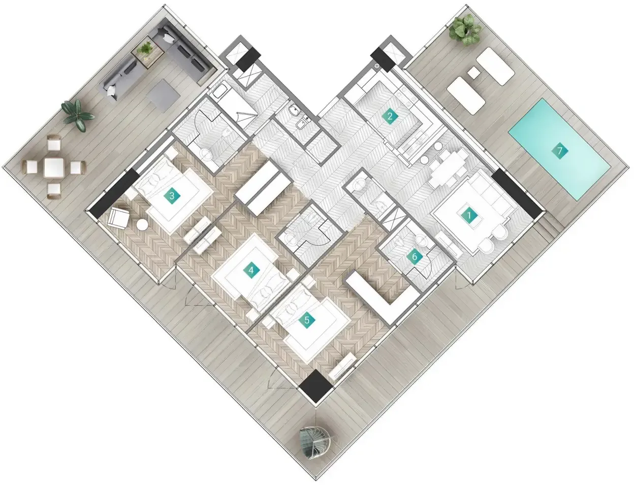 3 bedroom Apartments floor plan at Moonstone Interiors by Missoni