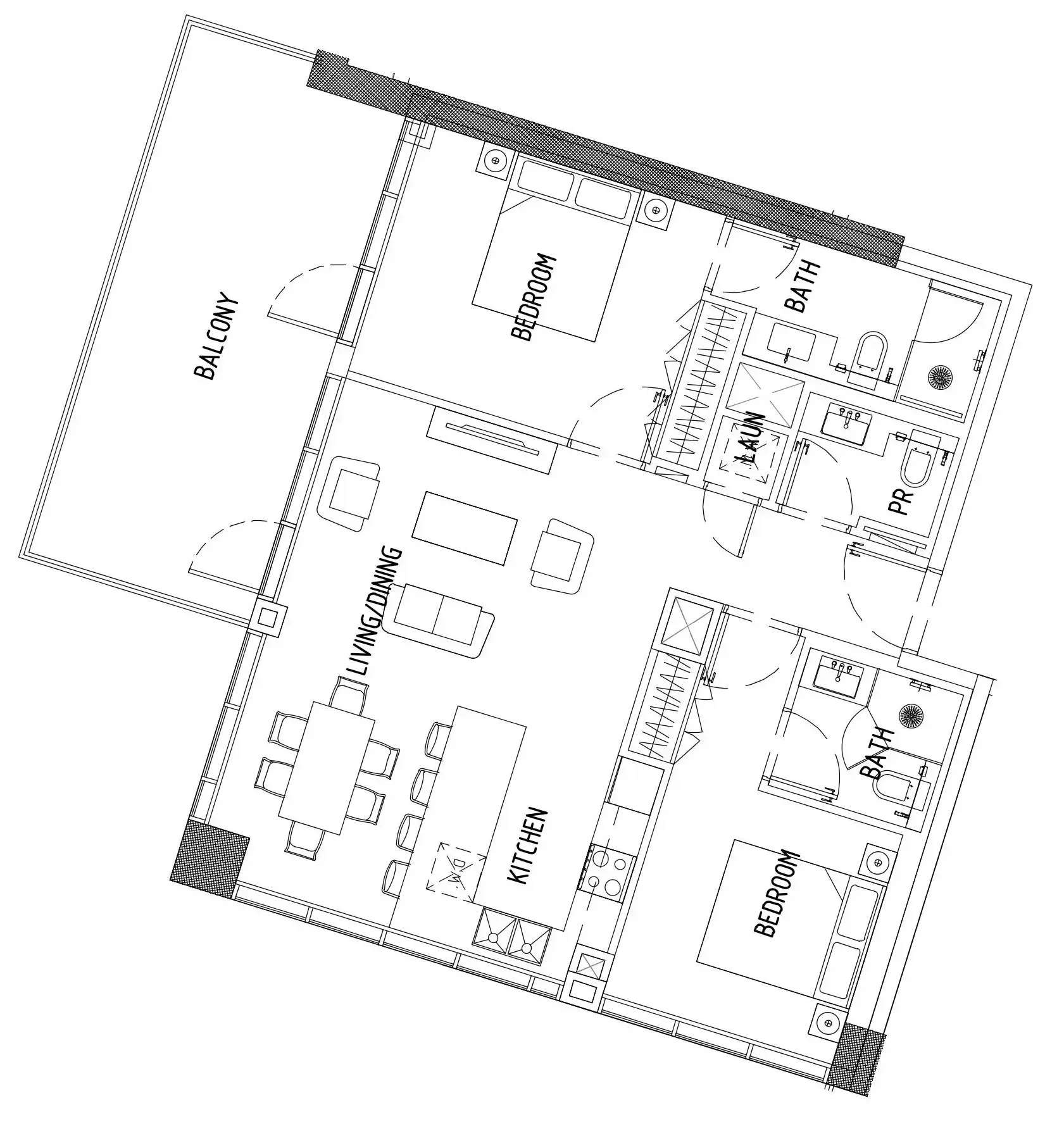 2 bedroom Apartments floor plan at Damac District