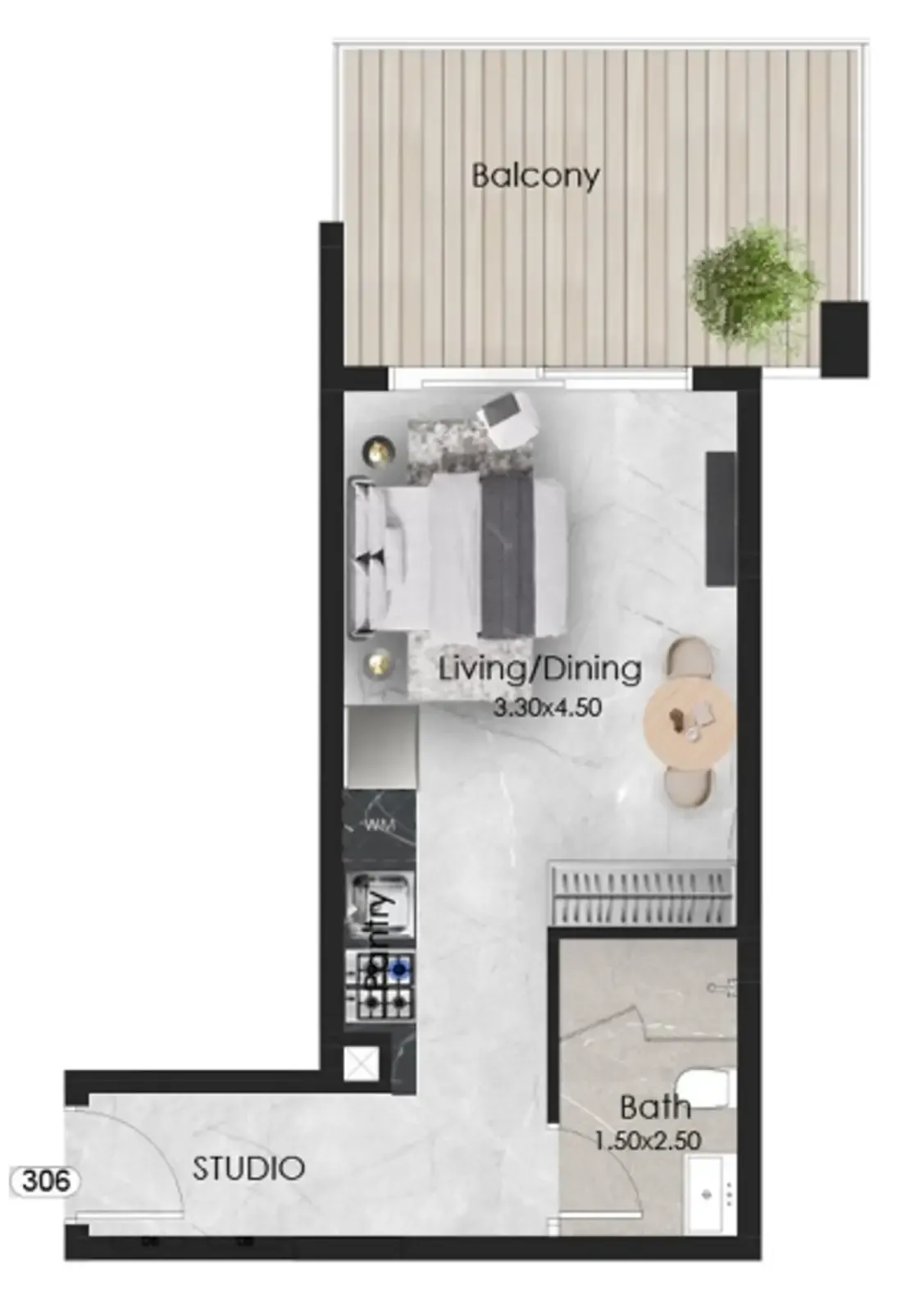 0 bedroom Apartments floor plan at Aristo