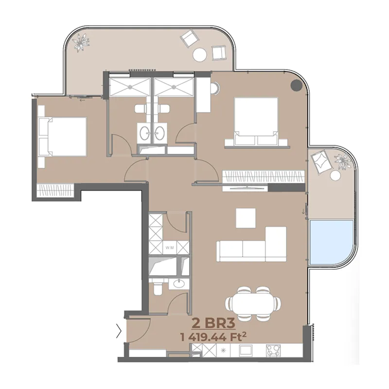 2.5 bedroom Apartments floor plan at House of WELL