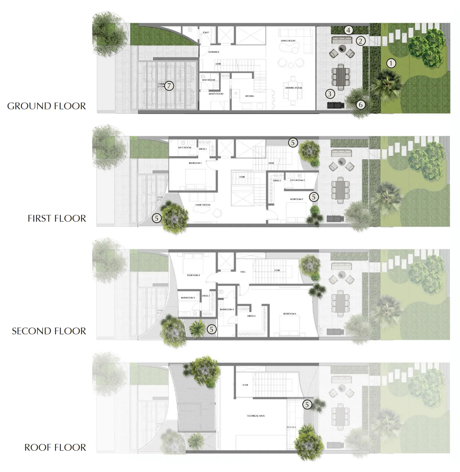 4 bedroom Townhouse floor plan at Lunaya
